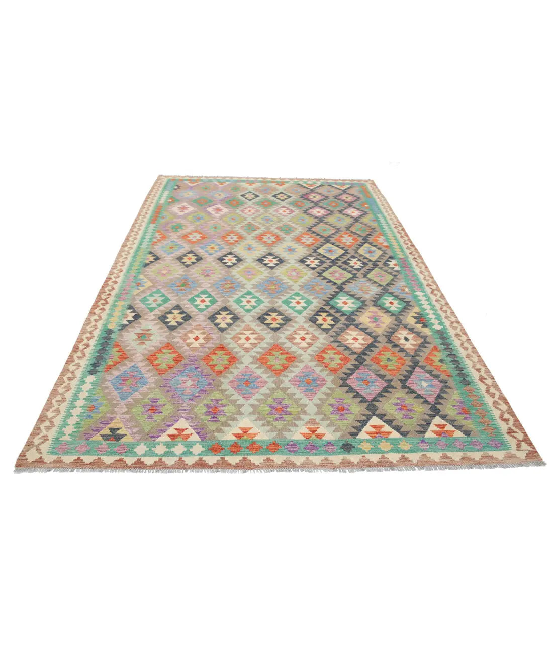 Alfombra Kilim de lana Maimana Kilim anudada a mano - 6'5'' x 9'10''