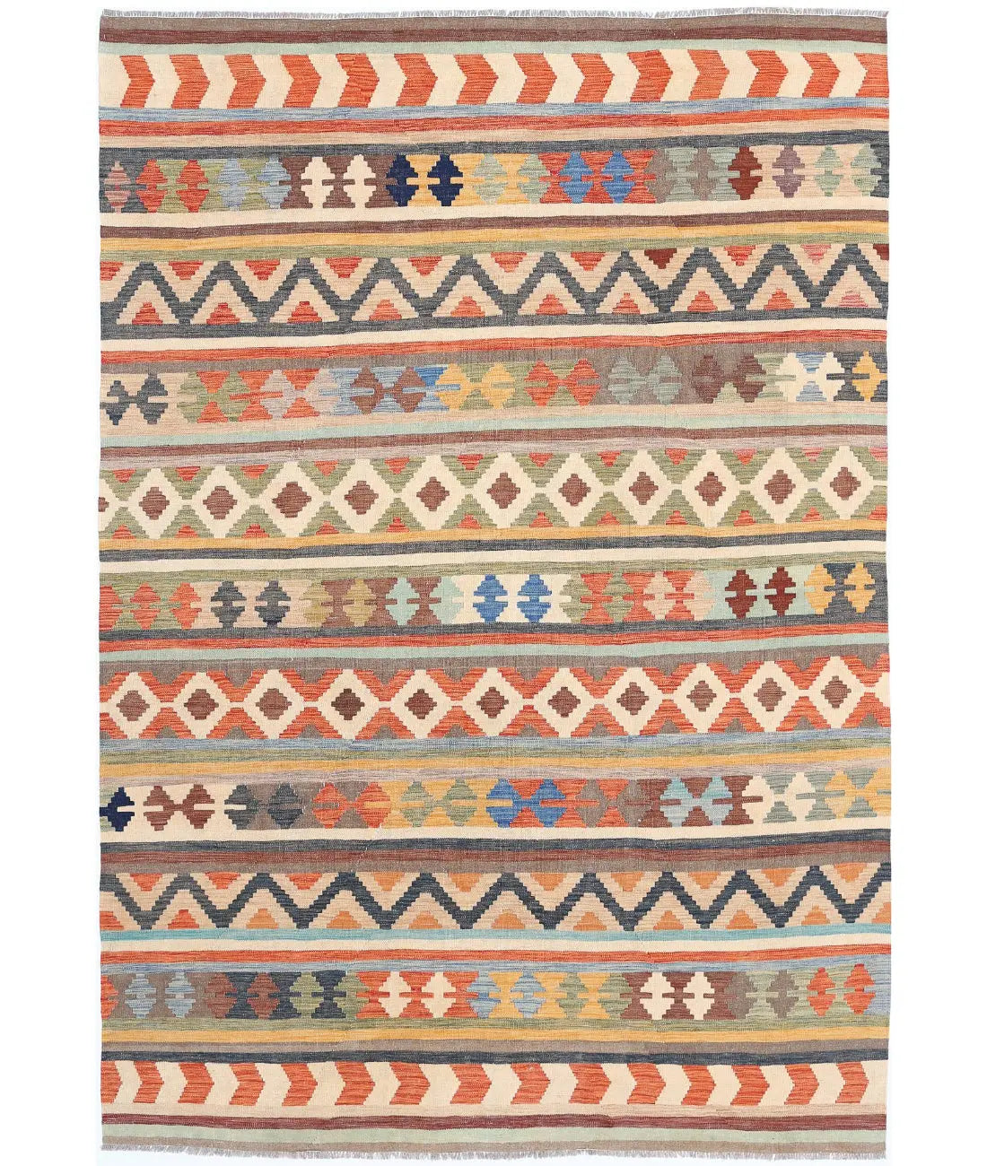 Alfombra Kilim de lana Maimana Kilim anudada a mano - 6&#39;5&#39;&#39; x 9&#39;5&#39;&#39;