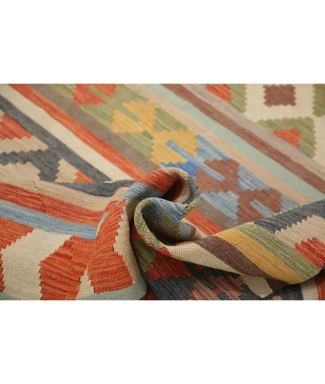 Alfombra Kilim de lana Maimana Kilim anudada a mano - 6'5'' x 9'5''