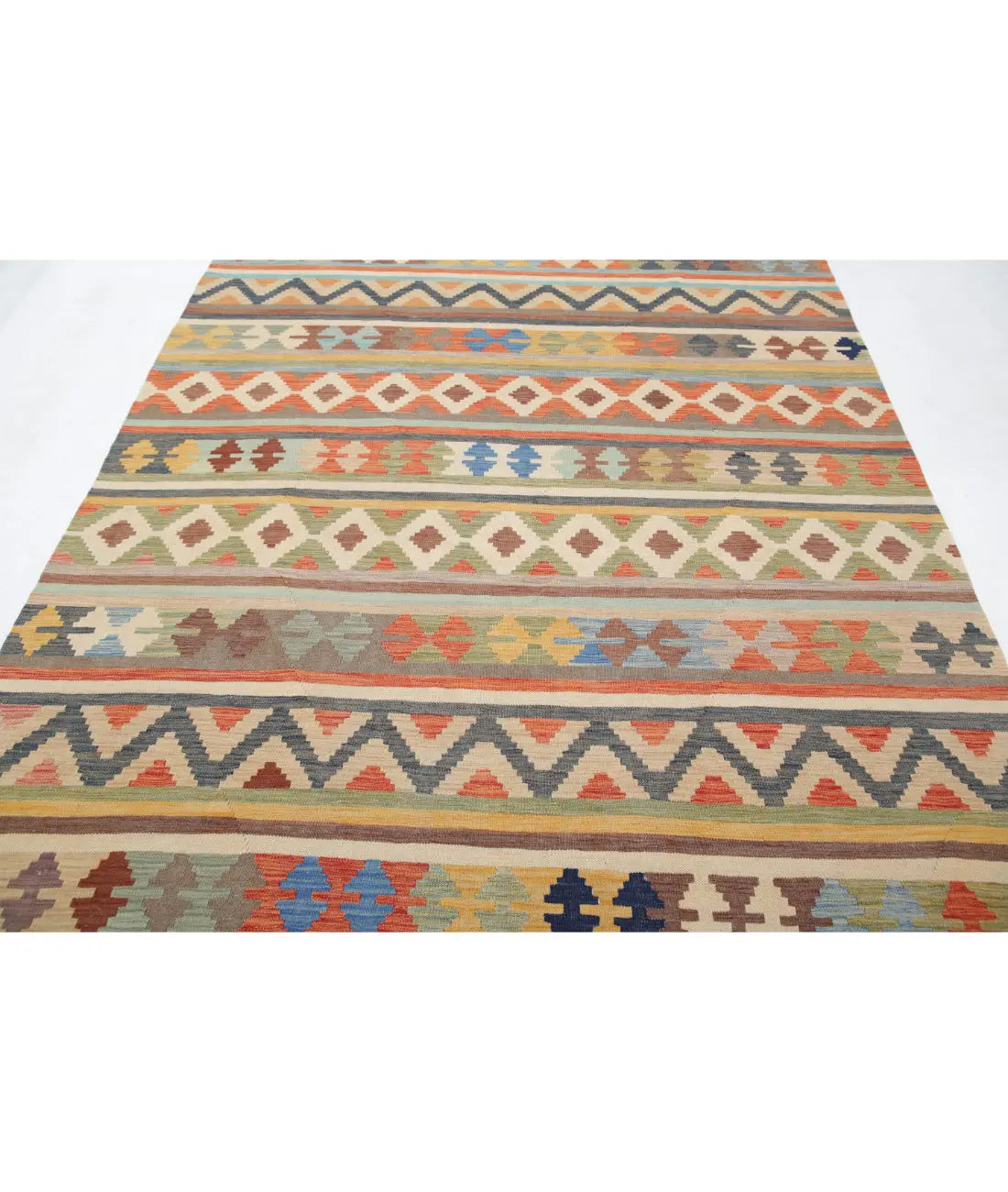 Alfombra Kilim de lana Maimana Kilim anudada a mano - 6'5'' x 9'5''