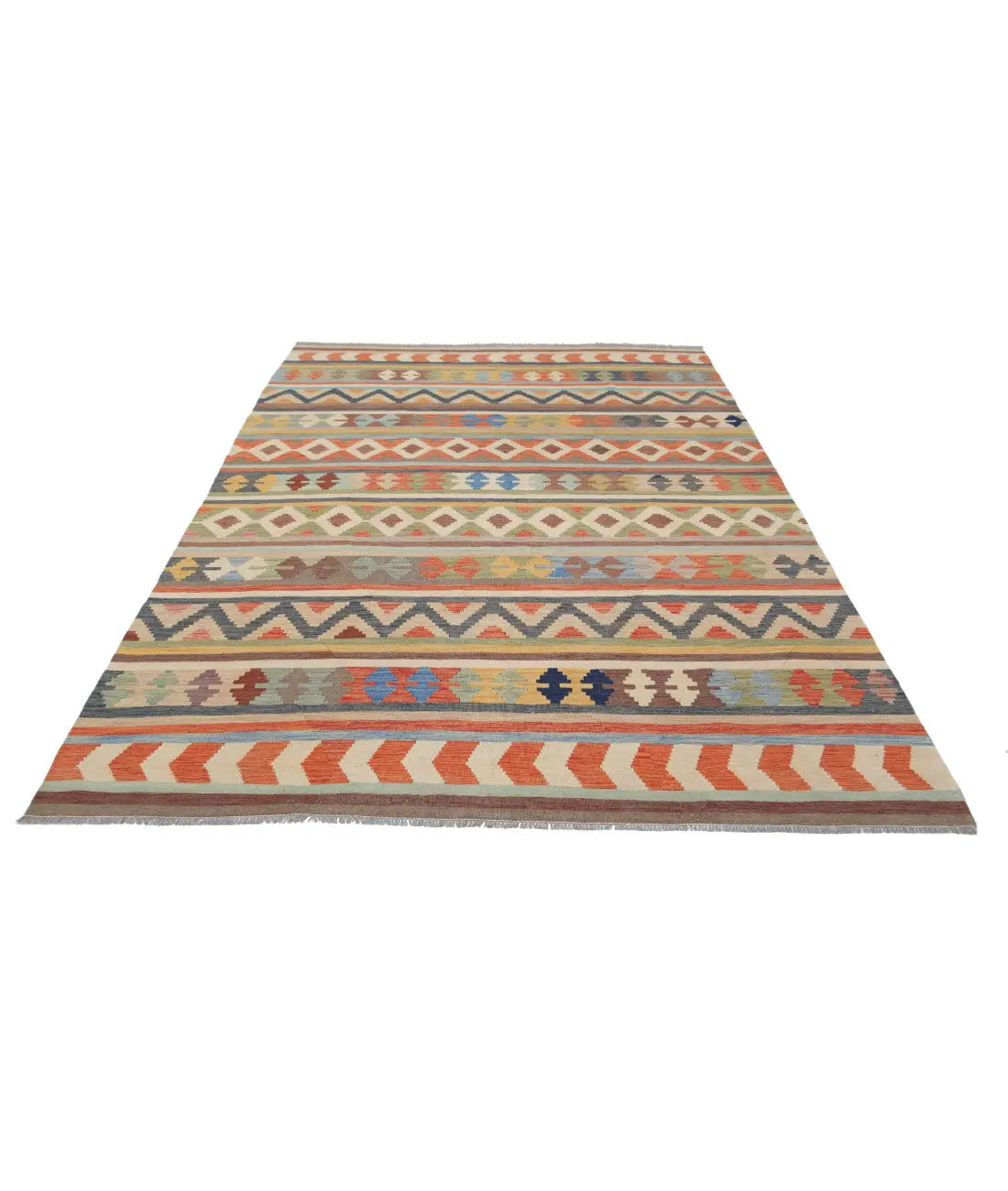 Alfombra Kilim de lana Maimana Kilim anudada a mano - 6'5'' x 9'5''