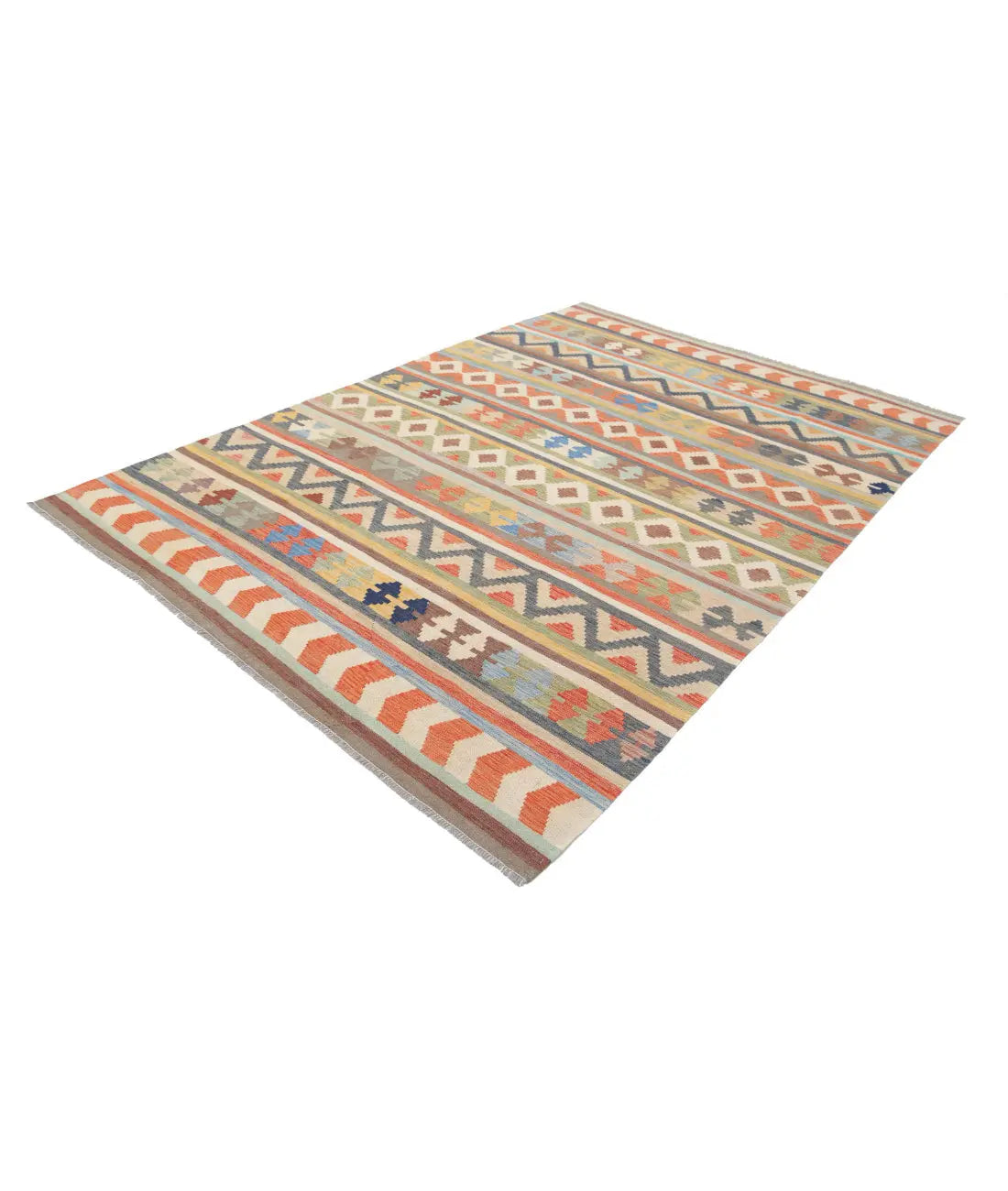 Alfombra Kilim de lana Maimana Kilim anudada a mano - 6'5'' x 9'5''