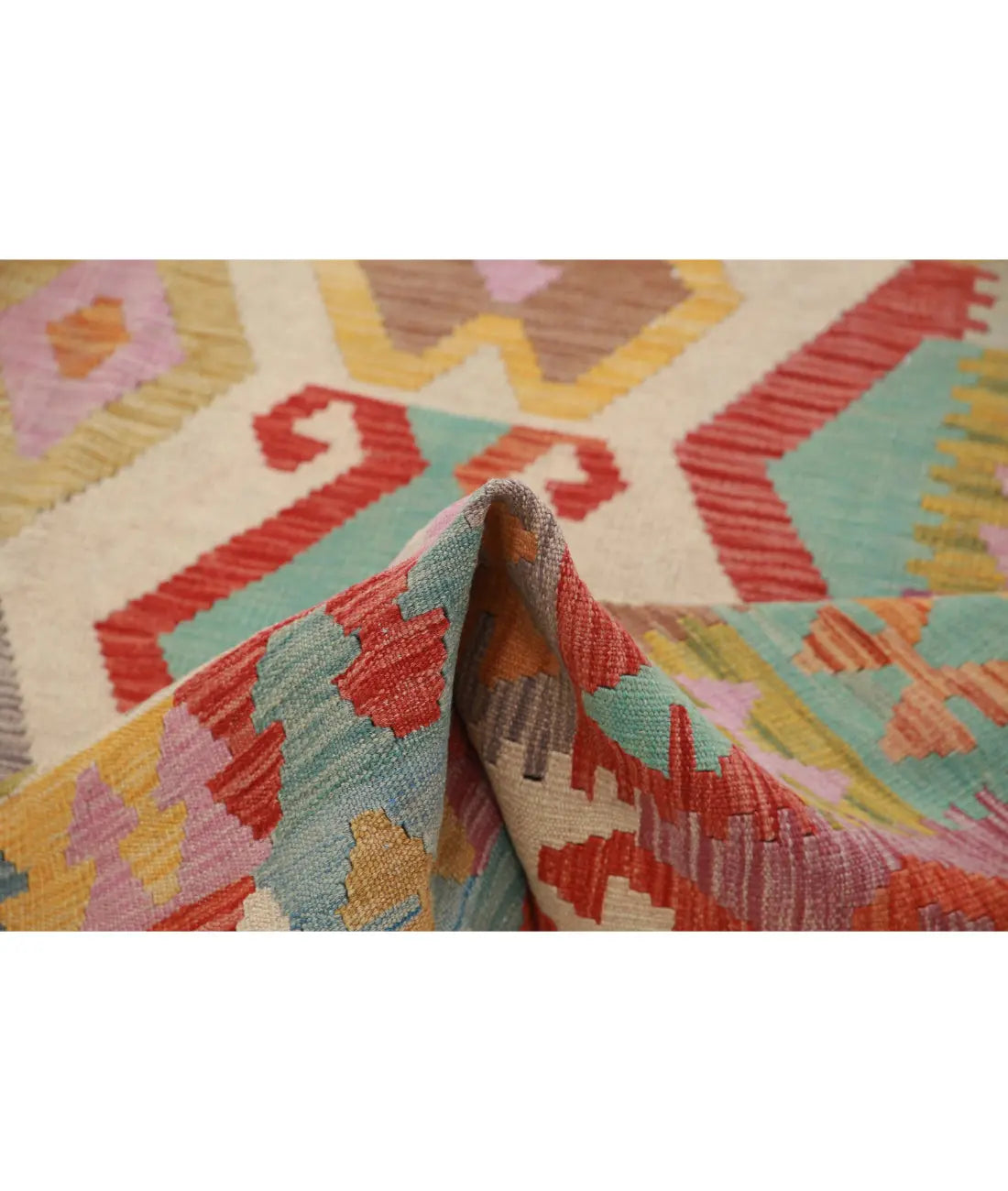 Hand Woven Maimana Kilim Wool Kilim Rug - 6'5'' x 9'7''