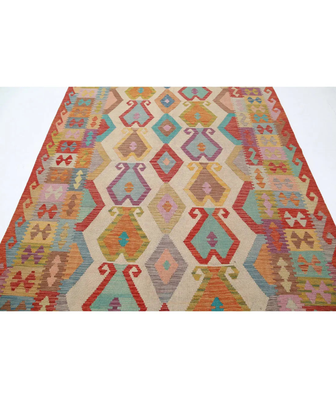 Hand Woven Maimana Kilim Wool Kilim Rug - 6'5'' x 9'7''