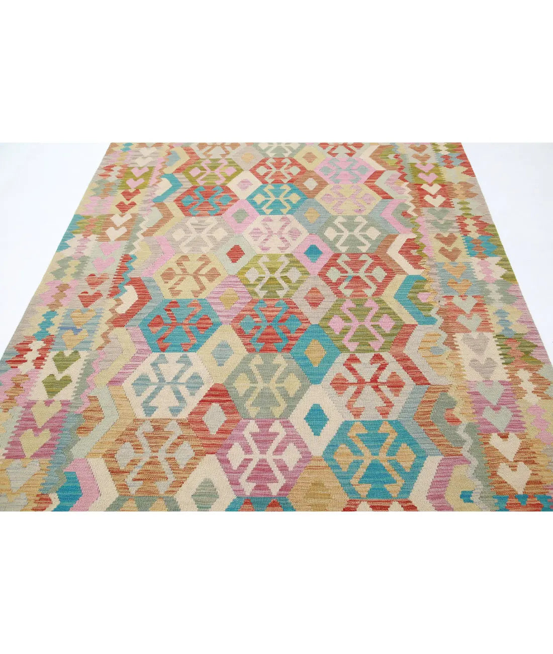 Hand Woven Maimana Kilim Wool Kilim Rug - 6'5'' x 9'8''