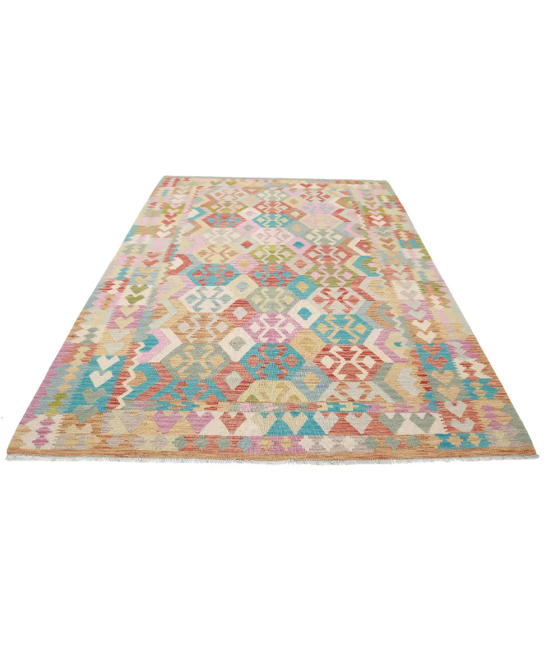 Hand Woven Maimana Kilim Wool Kilim Rug - 6'5'' x 9'8''