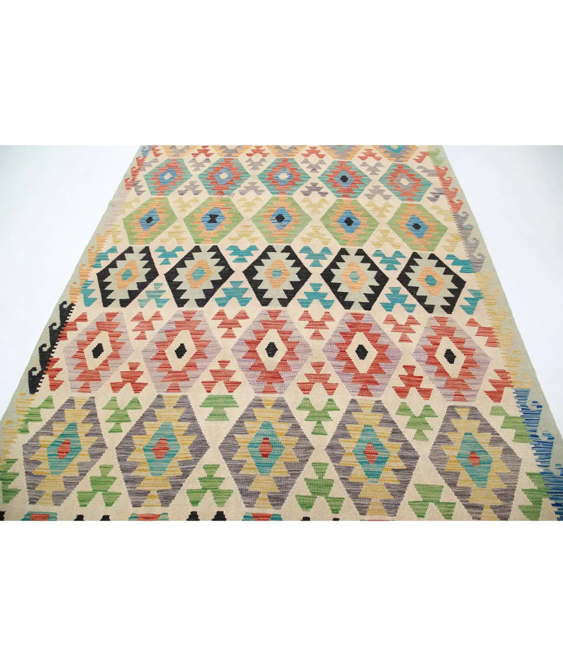 Hand Woven Maimana Kilim Wool Kilim Rug - 6'6'' x 9'10''