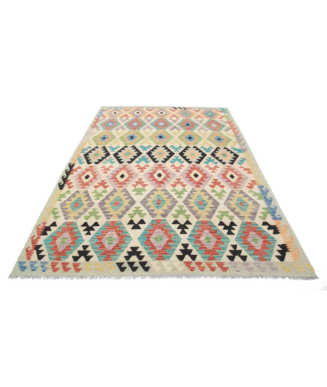 Hand Woven Maimana Kilim Wool Kilim Rug - 6'6'' x 9'10''