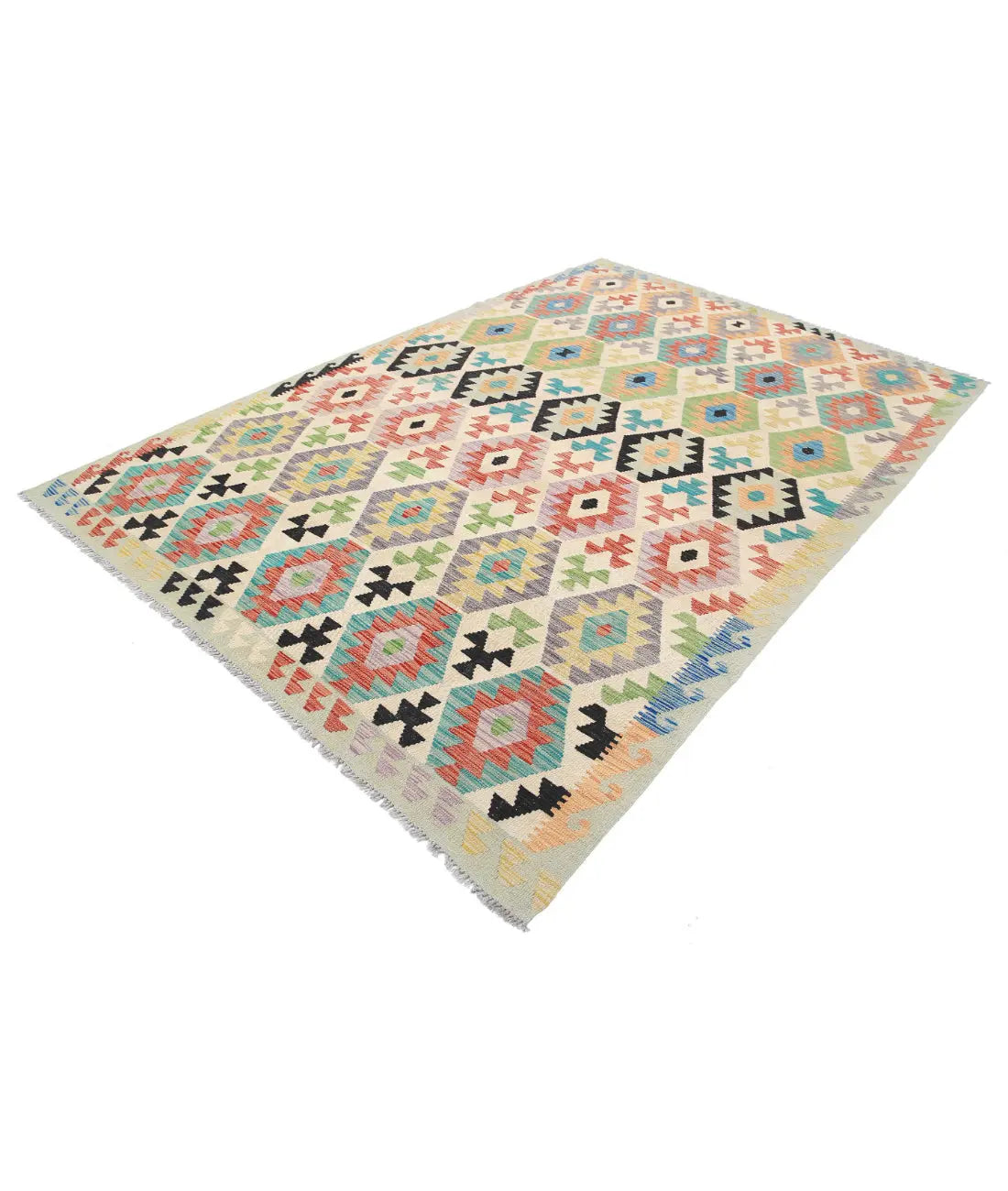 Hand Woven Maimana Kilim Wool Kilim Rug - 6'6'' x 9'10''