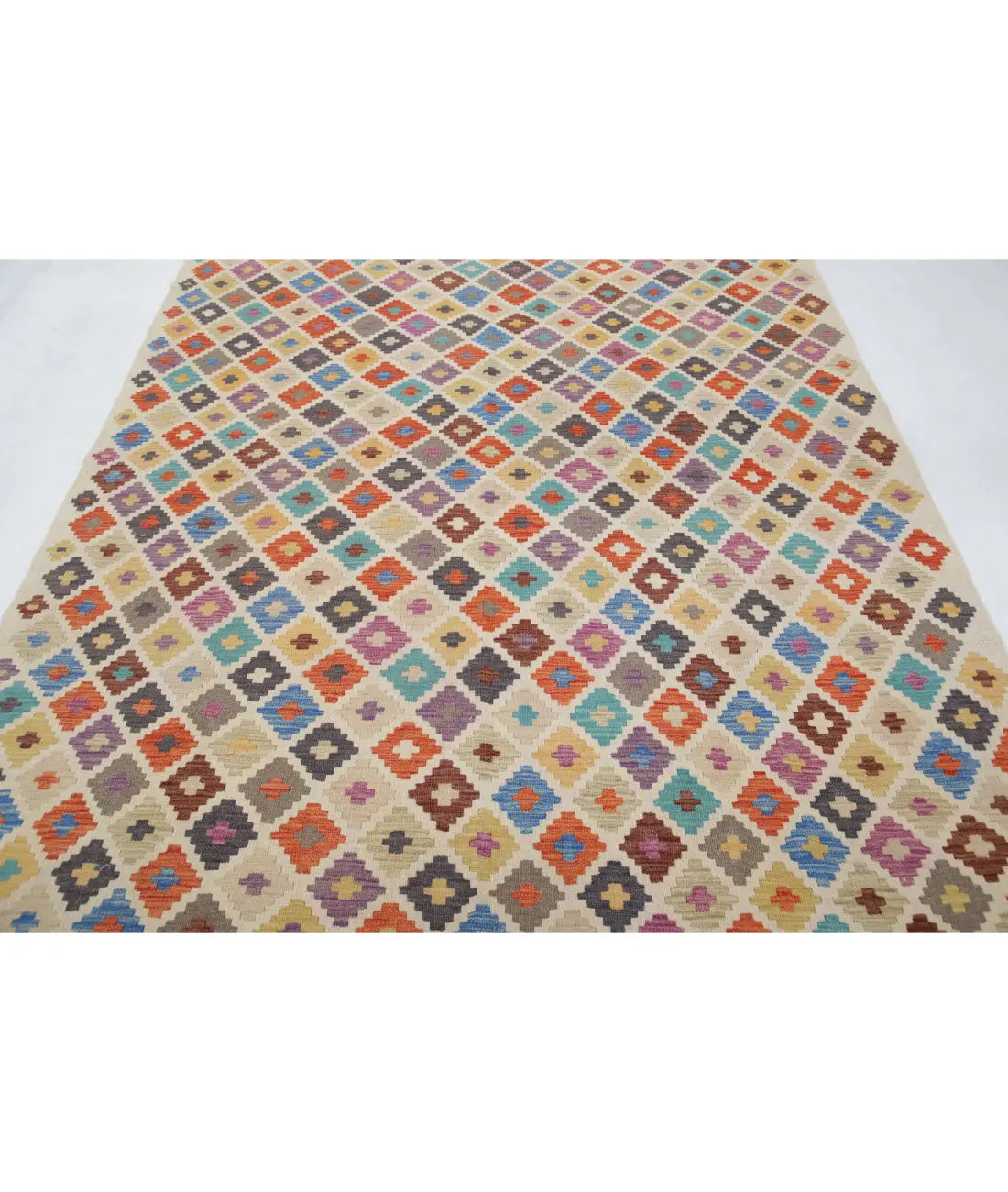 Hand Woven Maimana Kilim Wool Kilim Rug - 6'6'' x 9'10''