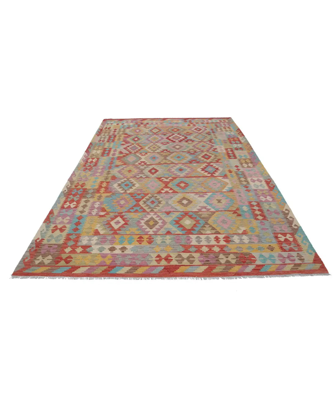 Hand Woven Maimana Kilim Wool Kilim Rug - 6'6'' x 9'10''