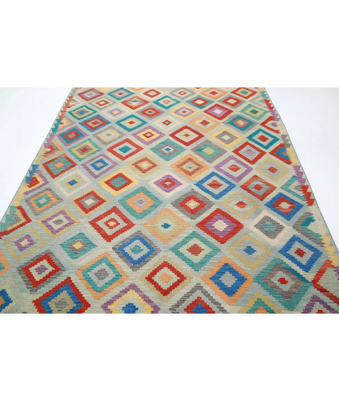 Hand Woven Maimana Kilim Wool Kilim Rug - 6'6'' x 9'11''