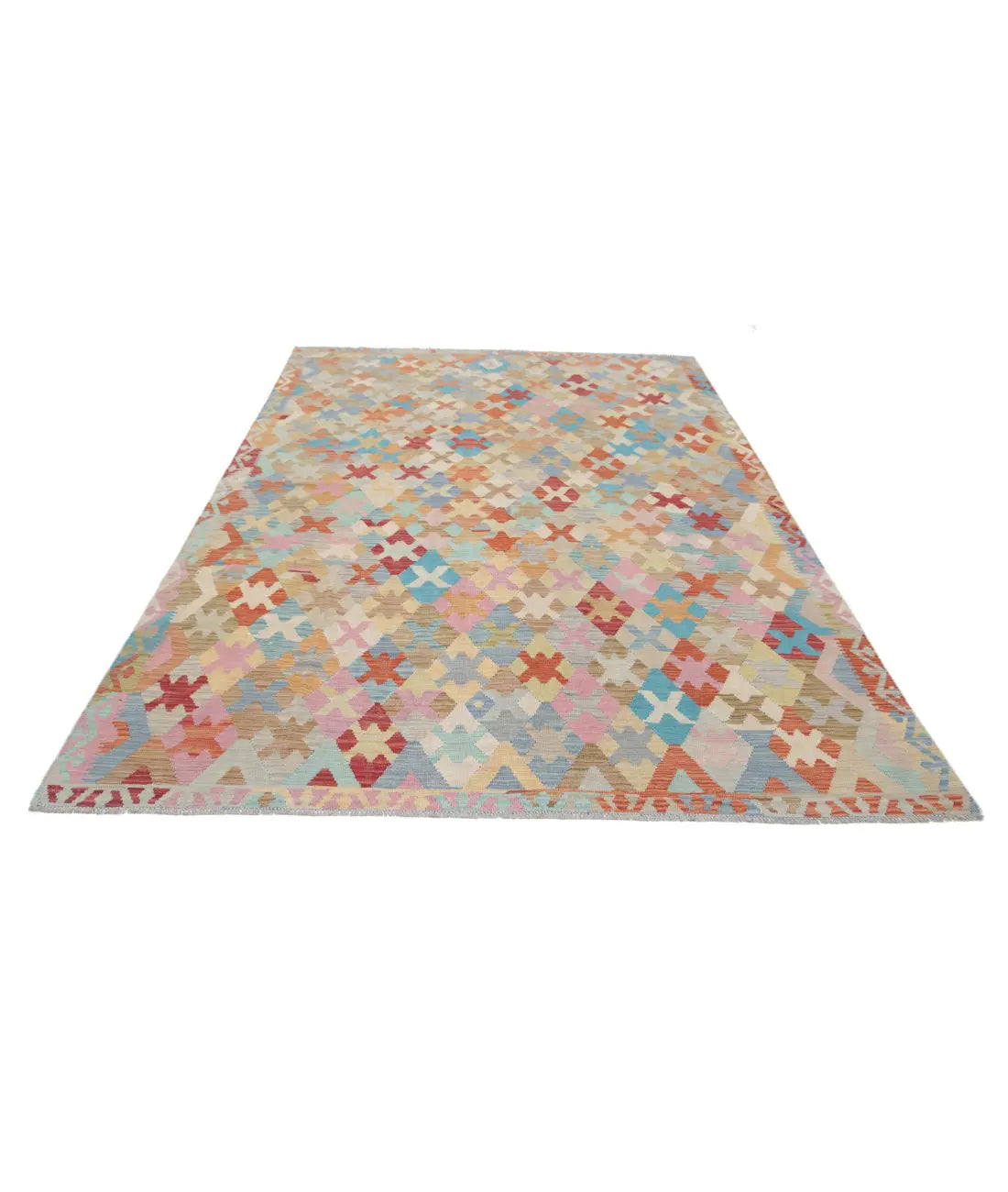 Alfombra Kilim de lana Maimana Kilim anudada a mano - 6'6'' x 9'5''