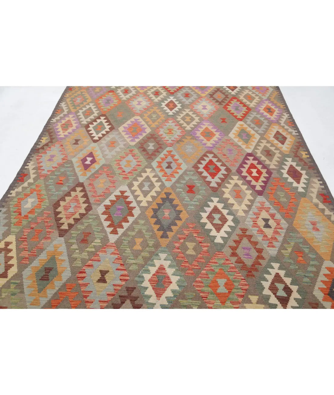 Hand Woven Maimana Kilim Wool Kilim Rug - 6'6'' x 9'6''