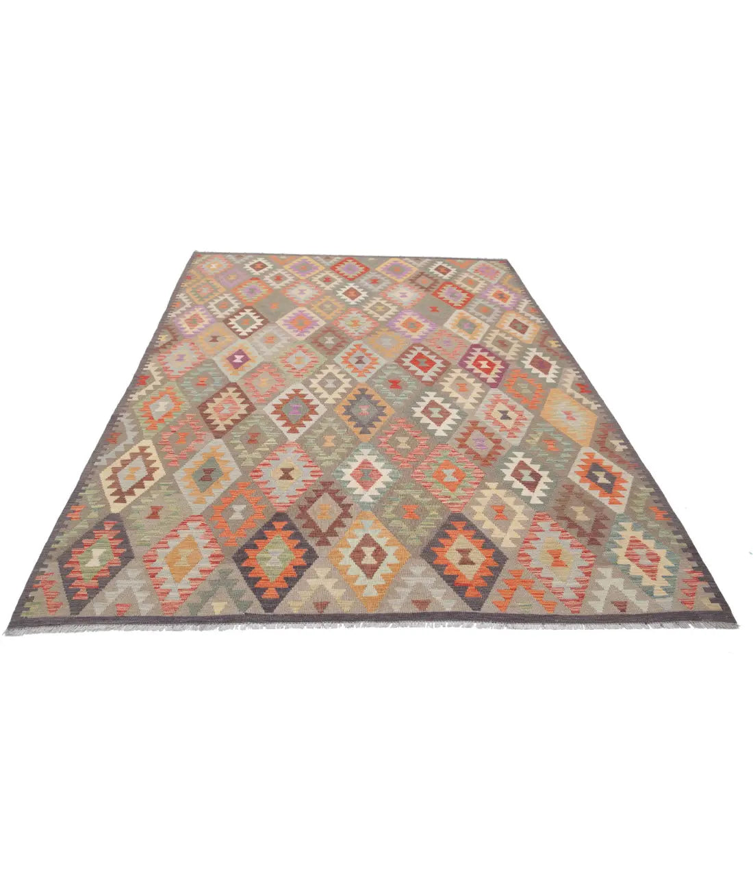 Hand Woven Maimana Kilim Wool Kilim Rug - 6'6'' x 9'6''