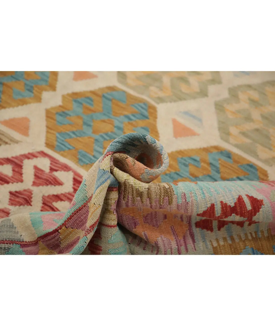 Alfombra Kilim de lana Maimana Kilim anudada a mano - 6'6'' x 9'7''