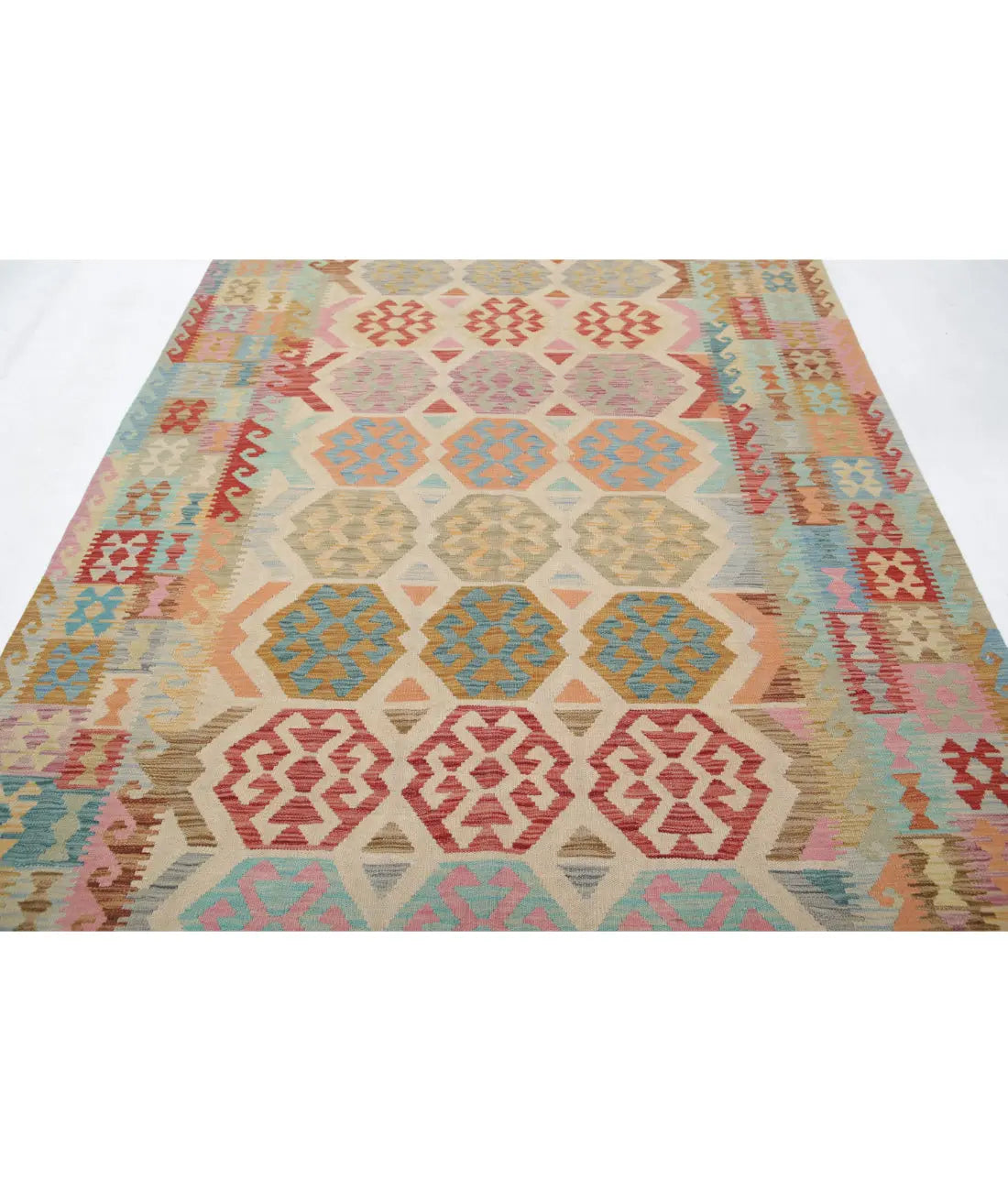 Alfombra Kilim de lana Maimana Kilim anudada a mano - 6'6'' x 9'7''