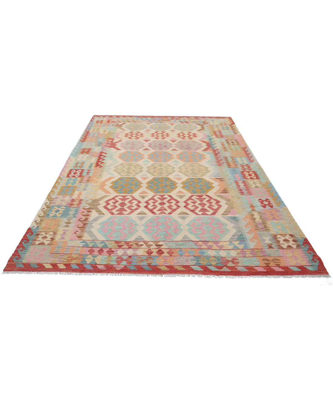 Alfombra Kilim de lana Maimana Kilim anudada a mano - 6'6'' x 9'7''