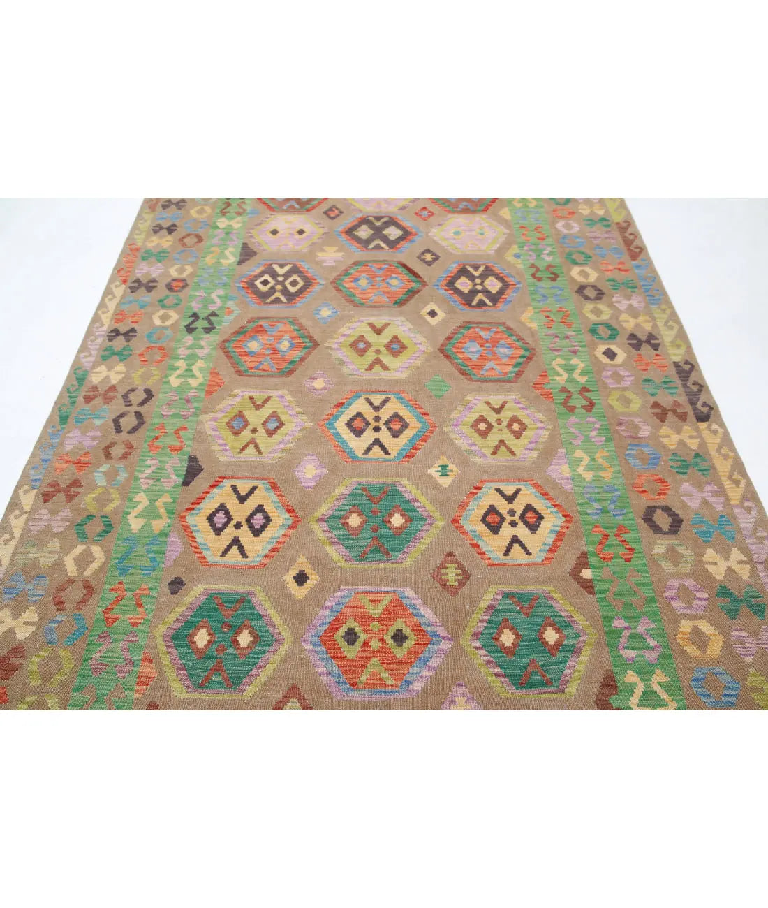 Alfombra Kilim de lana Maimana Kilim anudada a mano - 6'6'' x 9'8''