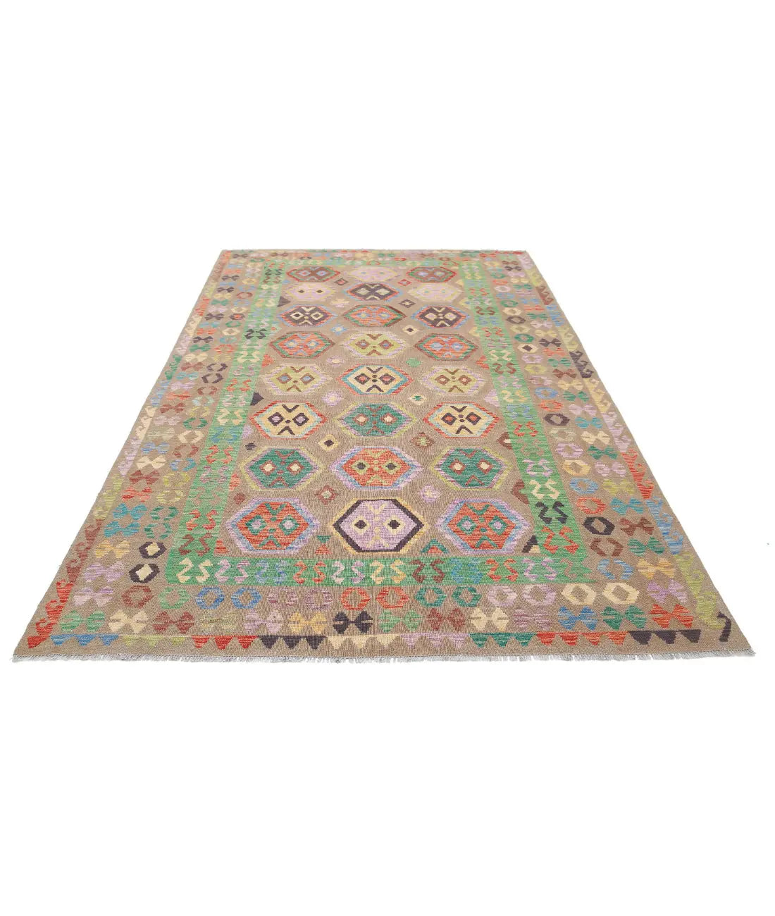 Alfombra Kilim de lana Maimana Kilim anudada a mano - 6'6'' x 9'8''