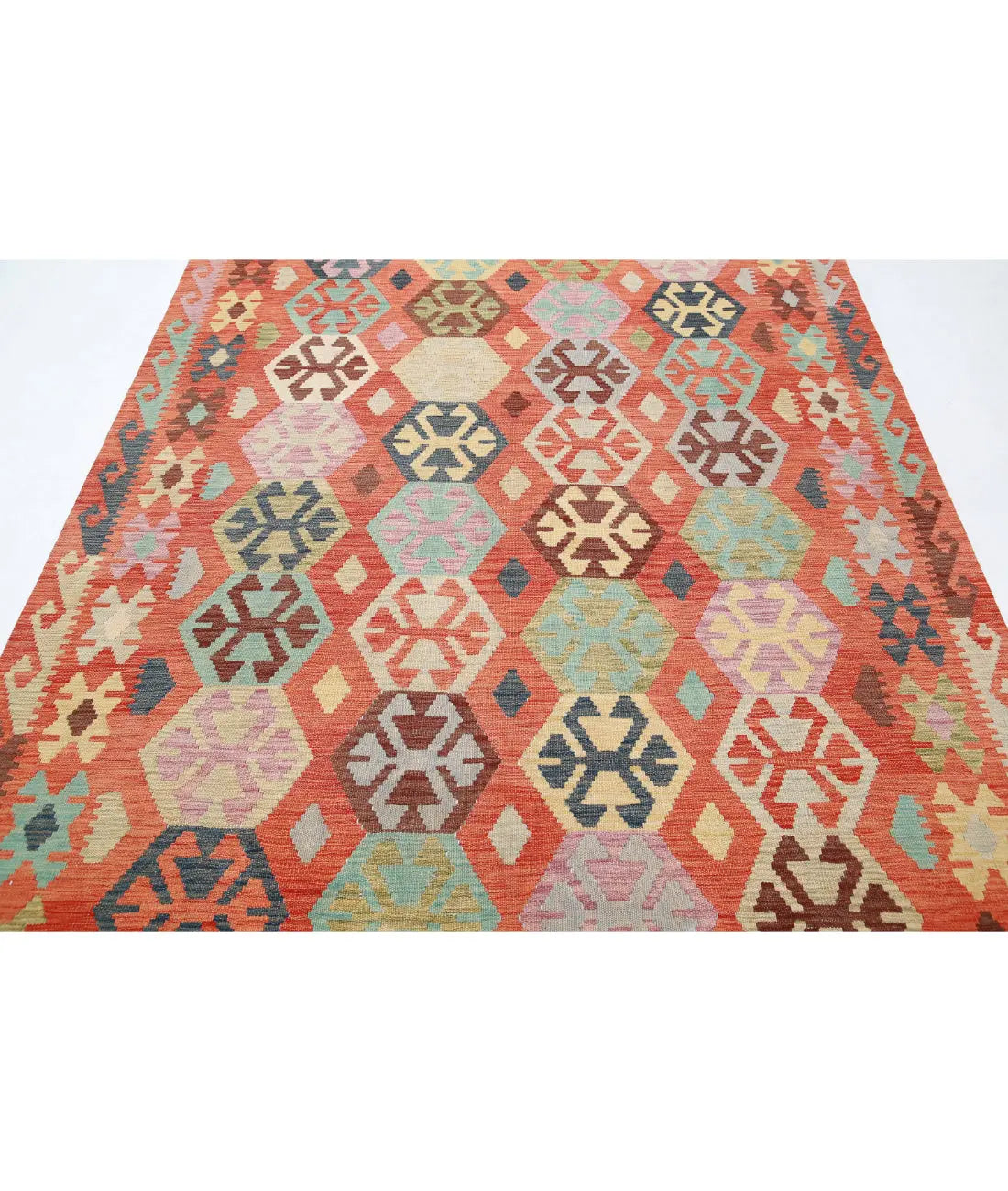 Hand Woven Maimana Kilim Wool Kilim Rug - 6'6'' x 9'8''