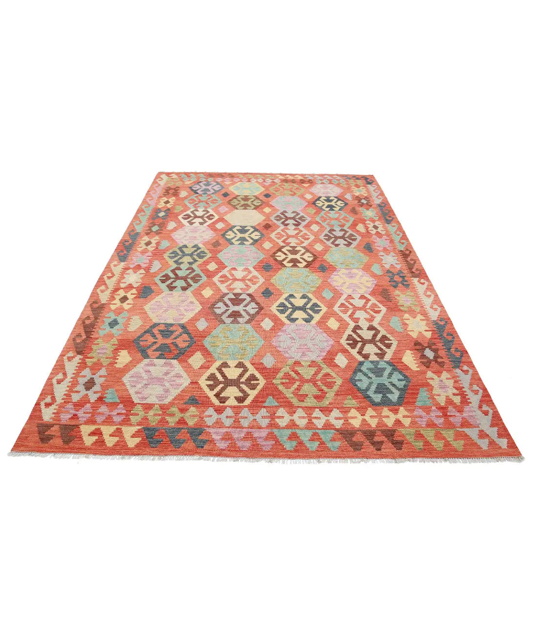 Hand Woven Maimana Kilim Wool Kilim Rug - 6'6'' x 9'8''