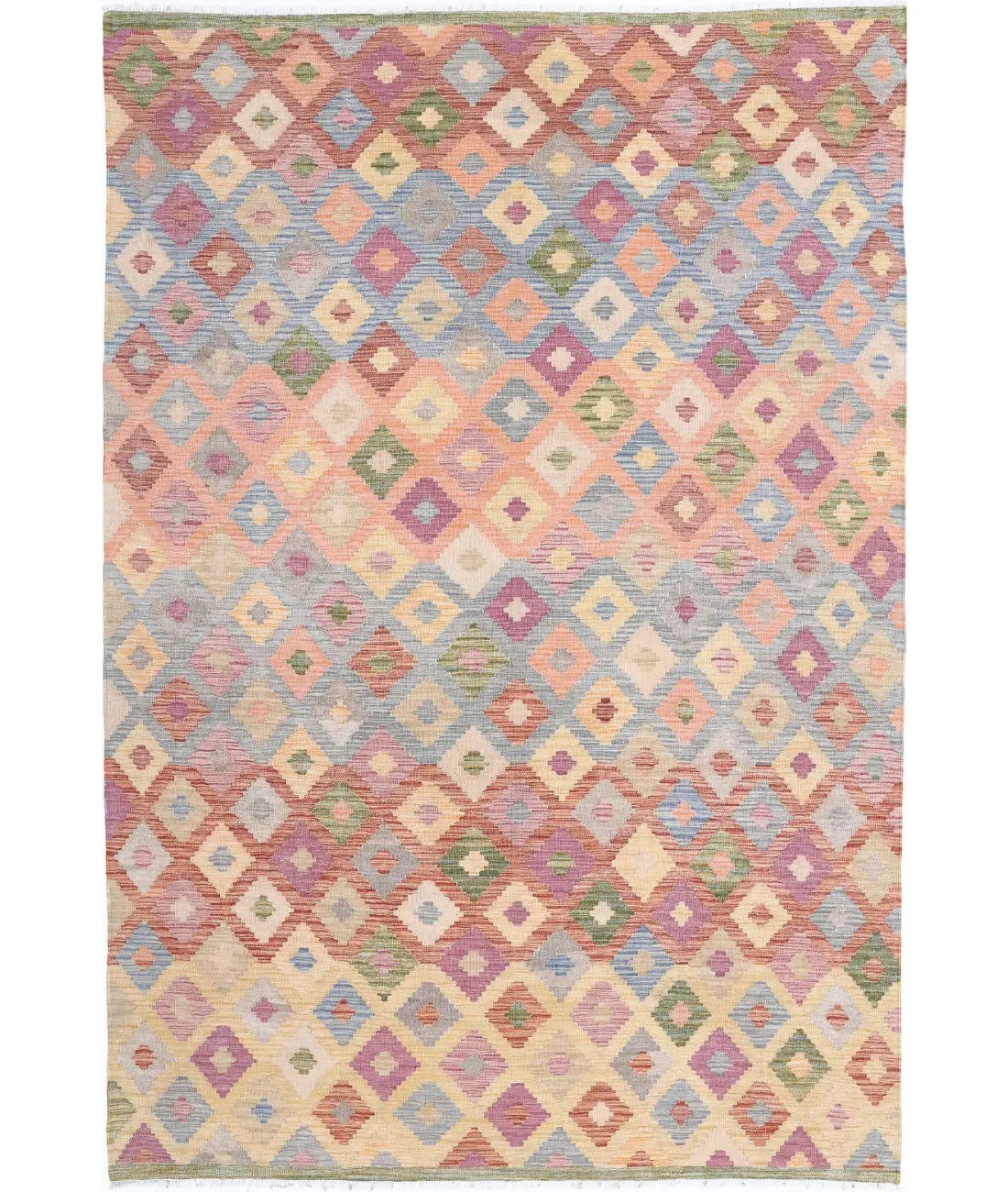 Alfombra Kilim de lana Maimana Kilim anudada a mano - 6&#39;6&#39;&#39; x 9&#39;9&#39;&#39;