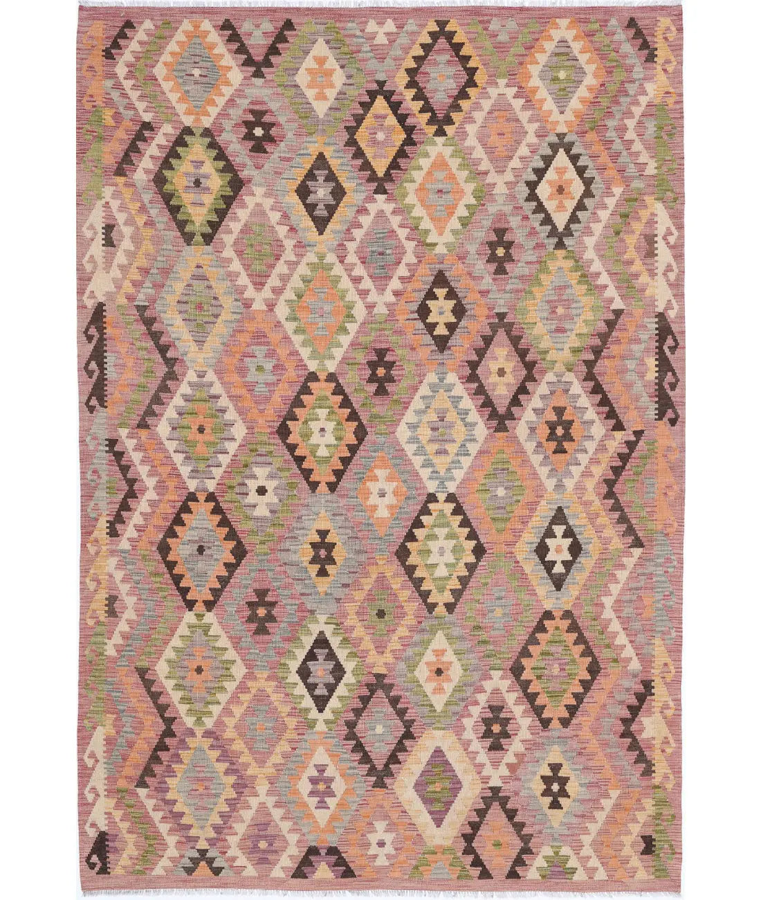 Hand Woven Maimana Kilim Wool Kilim Rug - 6&#39;6&#39;&#39; x 9&#39;9&#39;&#39;