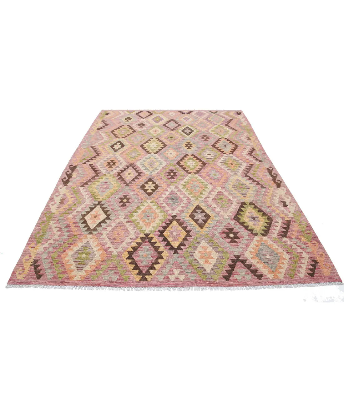 Hand Woven Maimana Kilim Wool Kilim Rug - 6'6'' x 9'9''