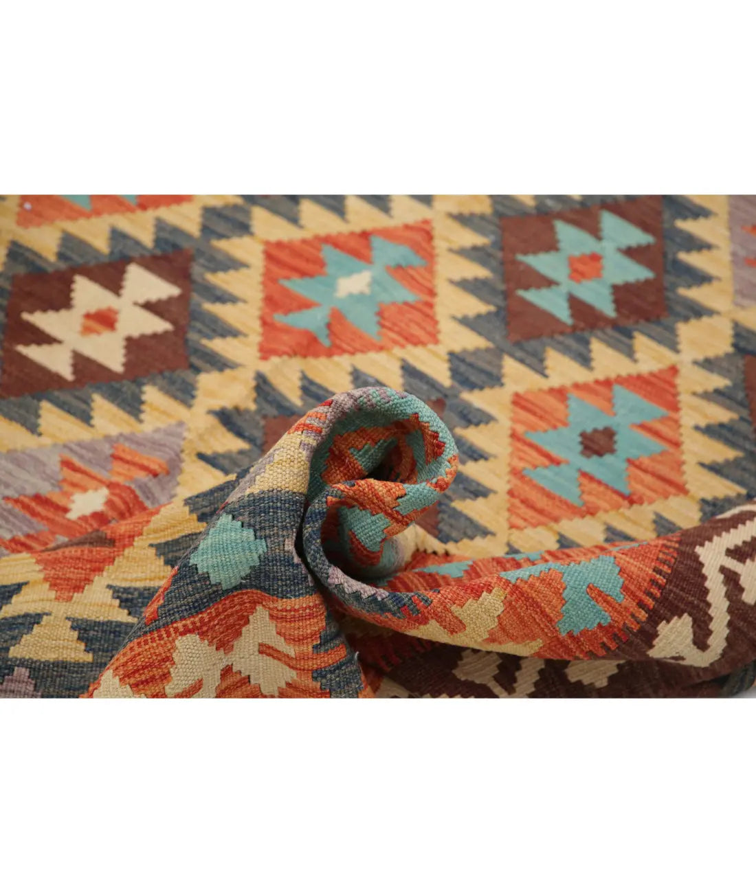 Hand Woven Maimana Kilim Wool Kilim Rug - 6'7'' x 9'9''