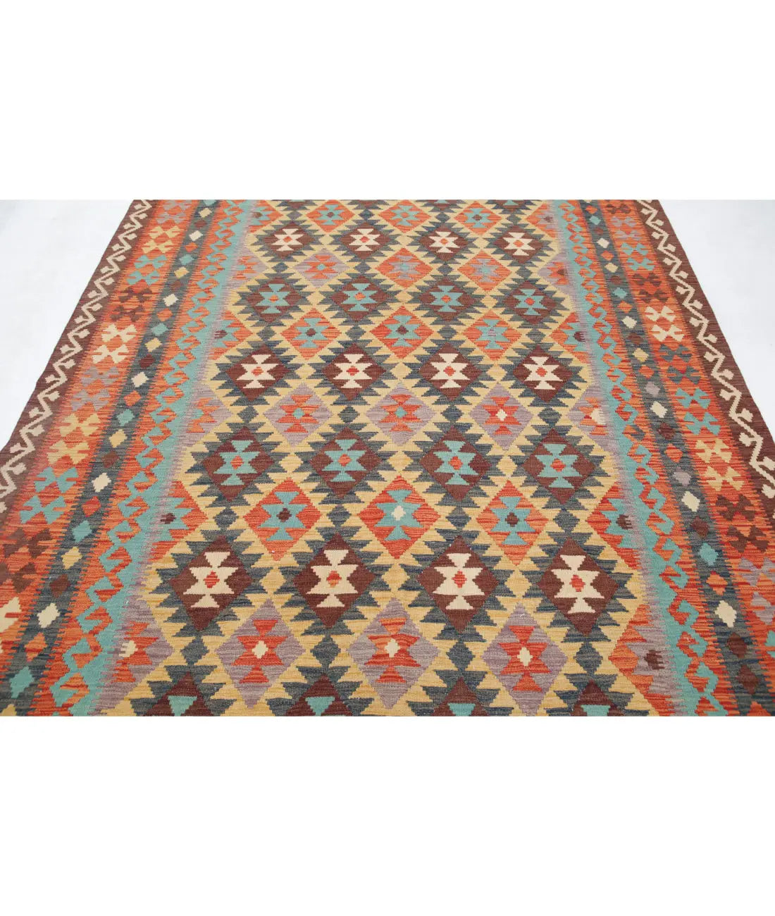 Hand Woven Maimana Kilim Wool Kilim Rug - 6'7'' x 9'9''