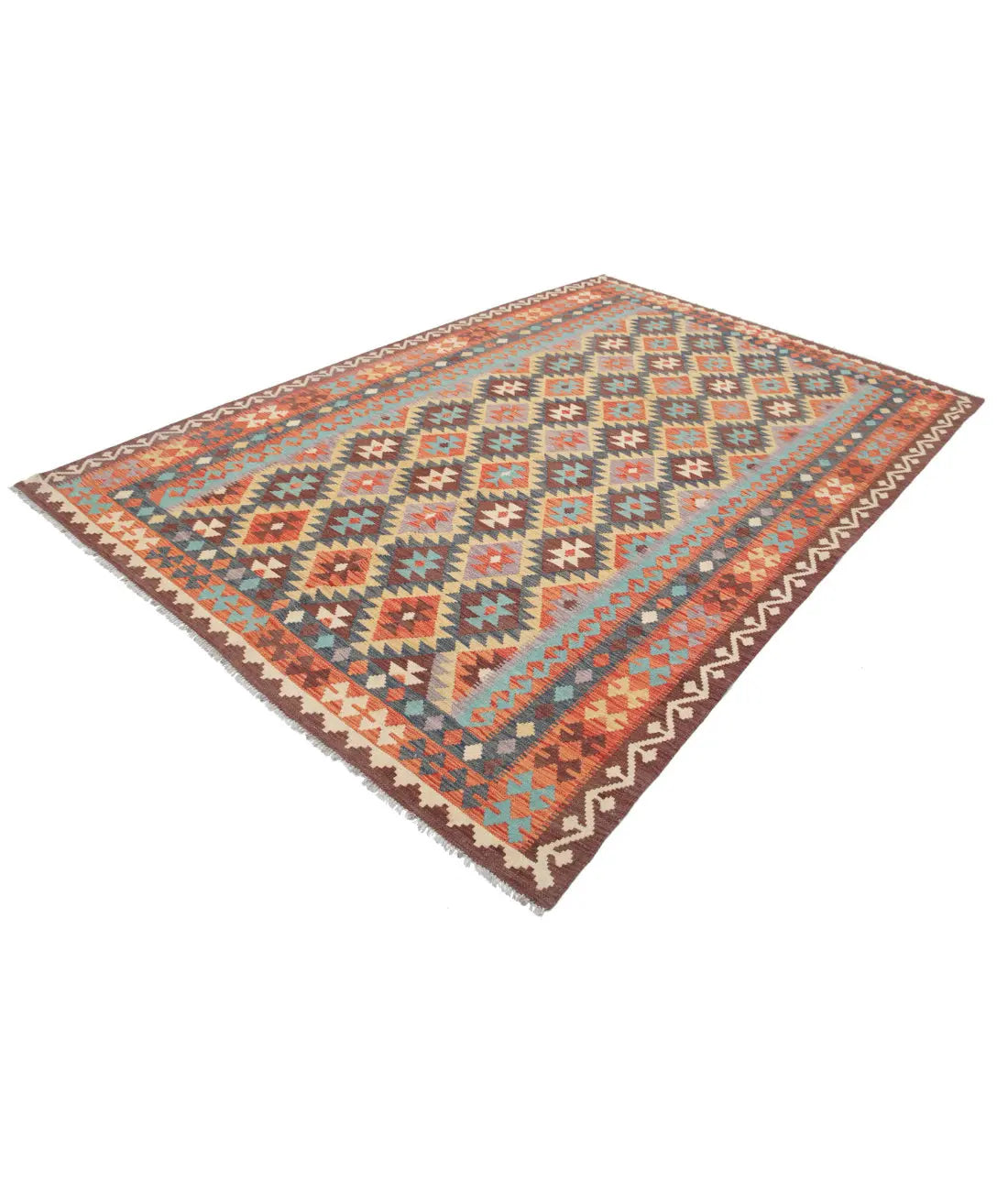 Hand Woven Maimana Kilim Wool Kilim Rug - 6'7'' x 9'9''