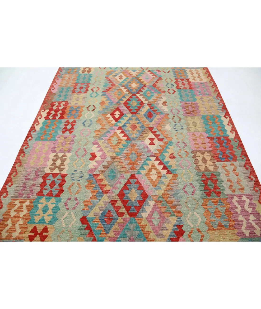 Hand Woven Maimana Kilim Wool Kilim Rug - 6'7'' x 9'9''