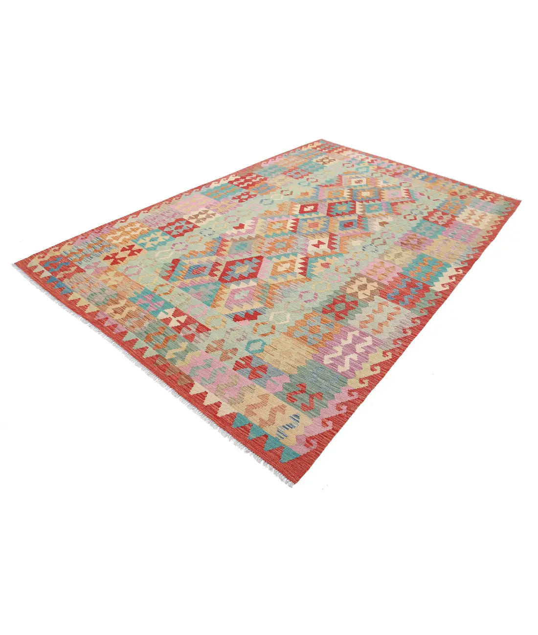 Hand Woven Maimana Kilim Wool Kilim Rug - 6'7'' x 9'9''