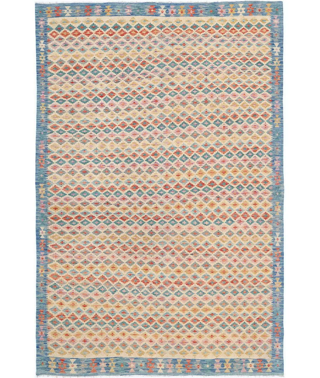 Hand Woven Maimana Kilim Wool Kilim Rug - 6&#39;8&#39;&#39; x 10&#39;0&#39;&#39;