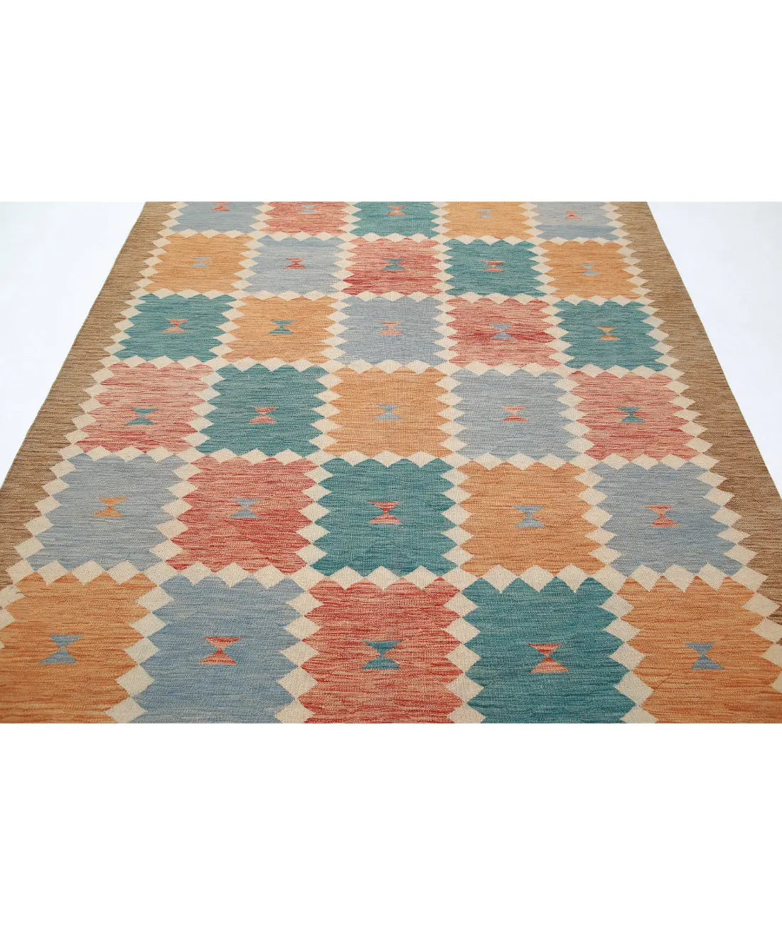 Hand Woven Maimana Kilim Wool Kilim Rug - 6'8'' x 9'10''