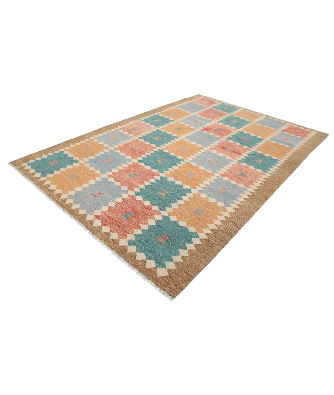 Hand Woven Maimana Kilim Wool Kilim Rug - 6'8'' x 9'10''