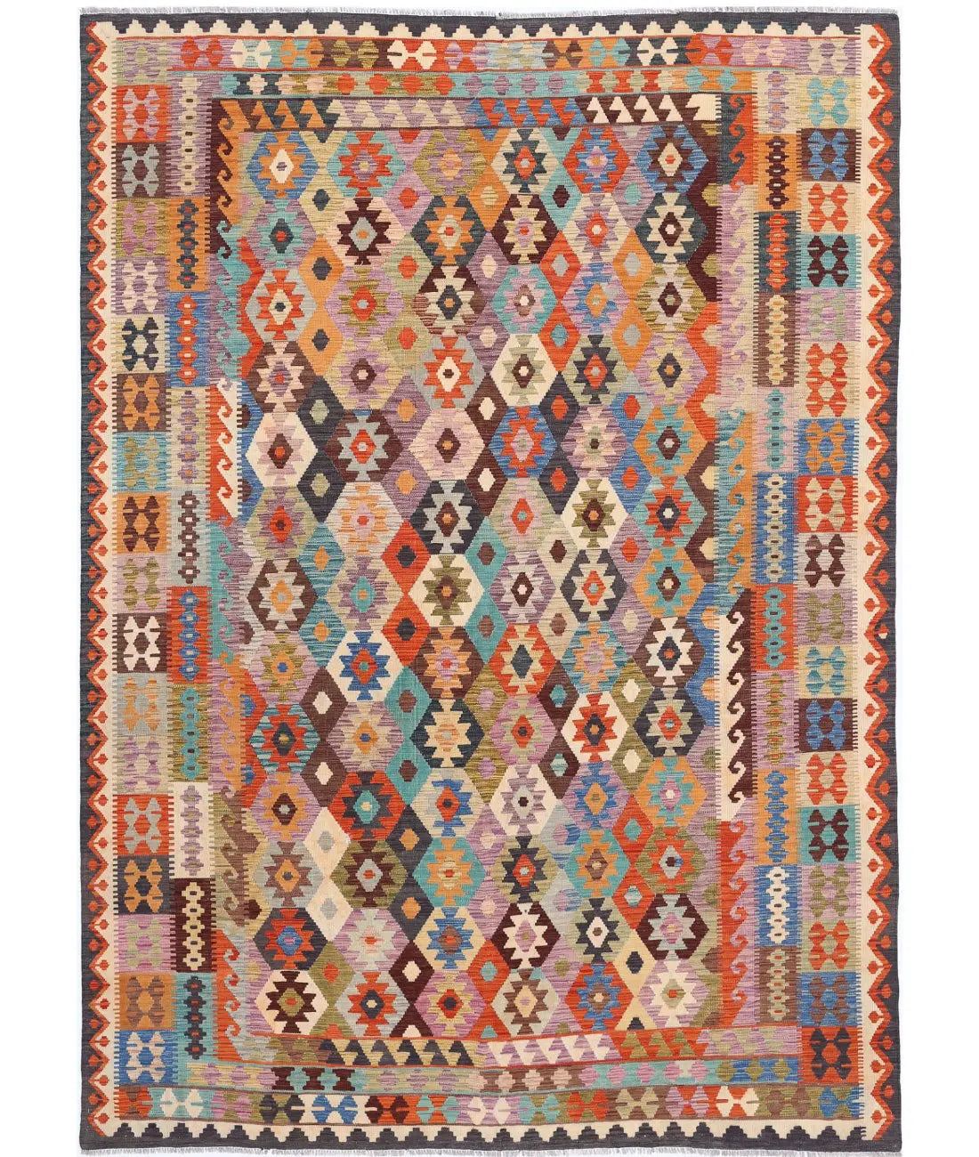 Hand Woven Maimana Kilim Wool Kilim Rug - 8&#39;0&#39;&#39; x 11&#39;0&#39;&#39;