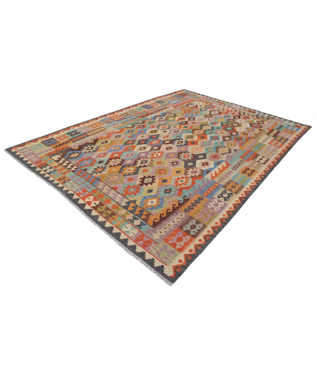 Hand Woven Maimana Kilim Wool Kilim Rug - 8'0'' x 11'0''