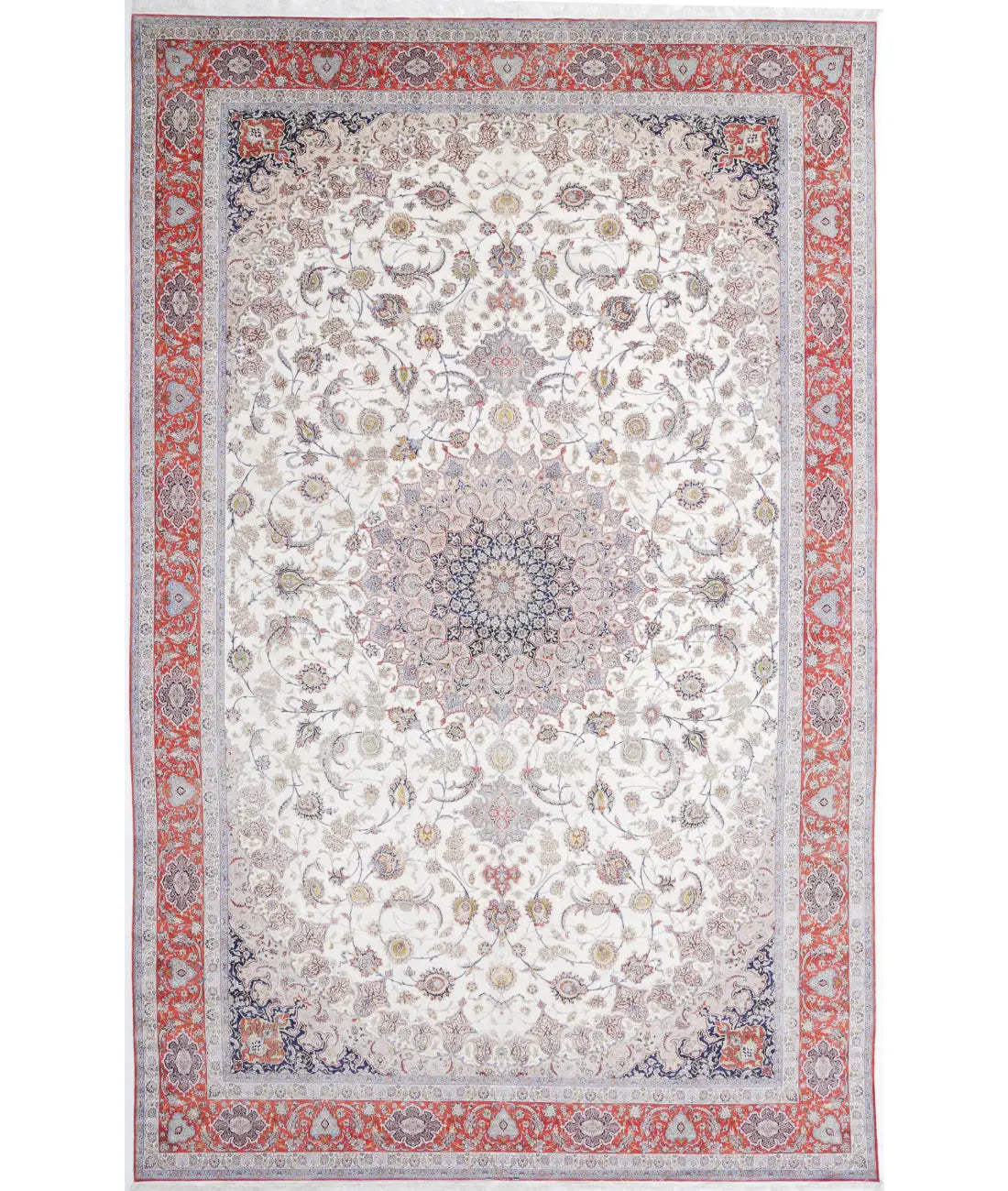 Tapis persan en laine et soie noué à la main, chef-d'œuvre d'Ispahan, 12'11'' x 21'1''