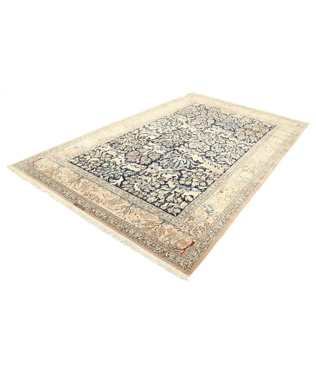 Hand Knotted Masterpiece Persian Nain Wool Rug - 6'11'' x 11'3'' - Arteverk Rugs Area rug