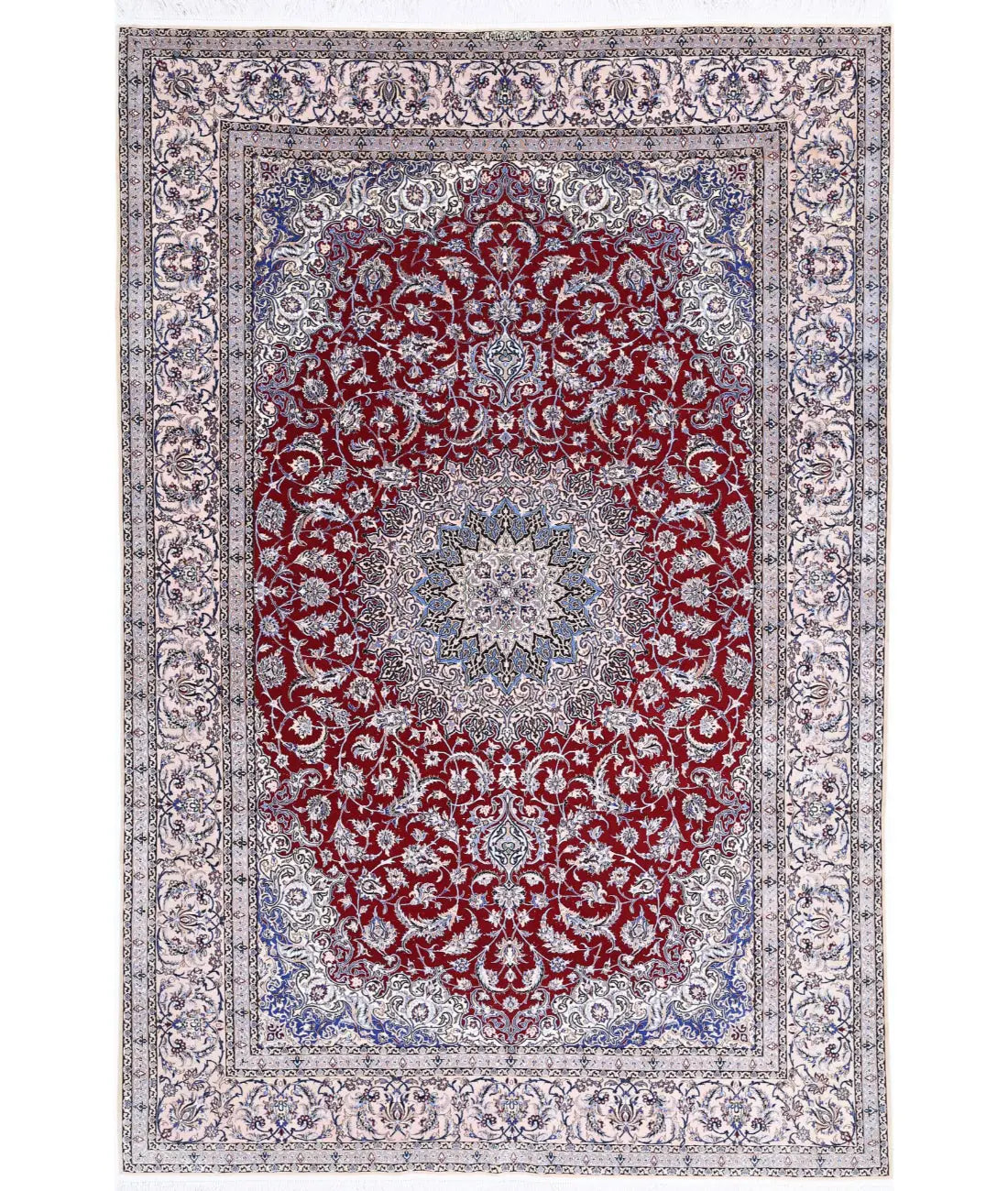 Hand Knotted Masterpiece Oriental Nain Wool &amp; Silk Rug - 6&#39;8&#39;&#39; x 10&#39;0&#39;&#39;