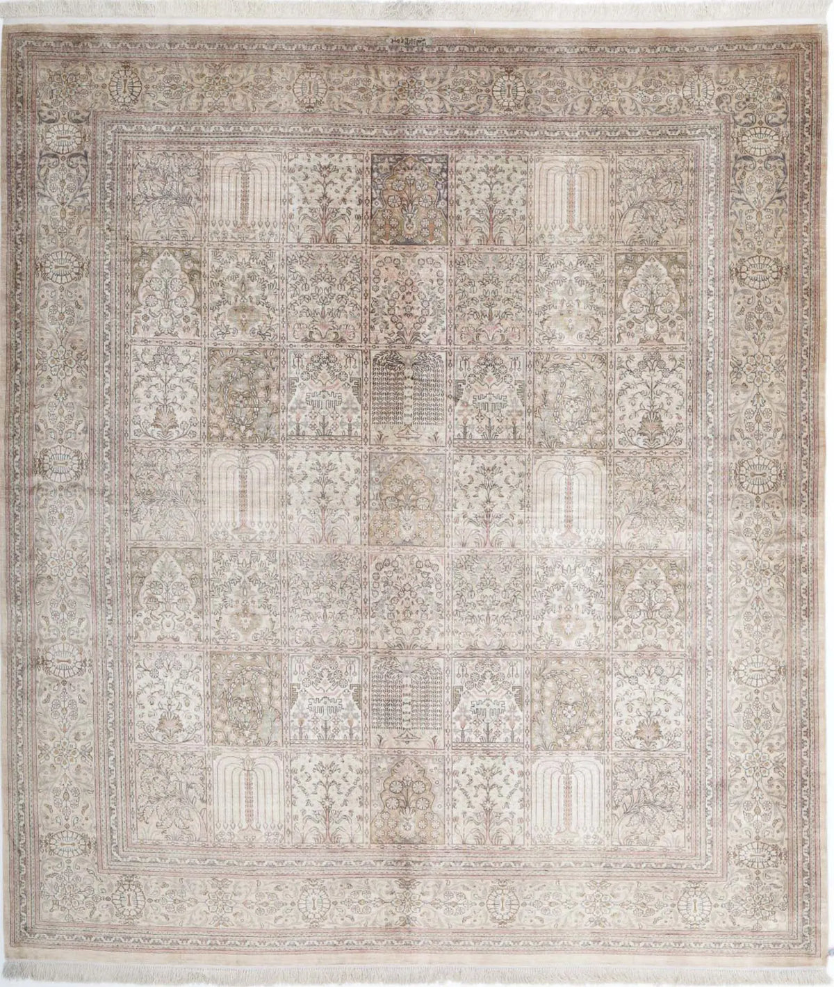 Hand Knotted Masterpiece Oriental Qum Silk Rug - 6&#39;3&#39;&#39; x 7&#39;1&#39;&#39;