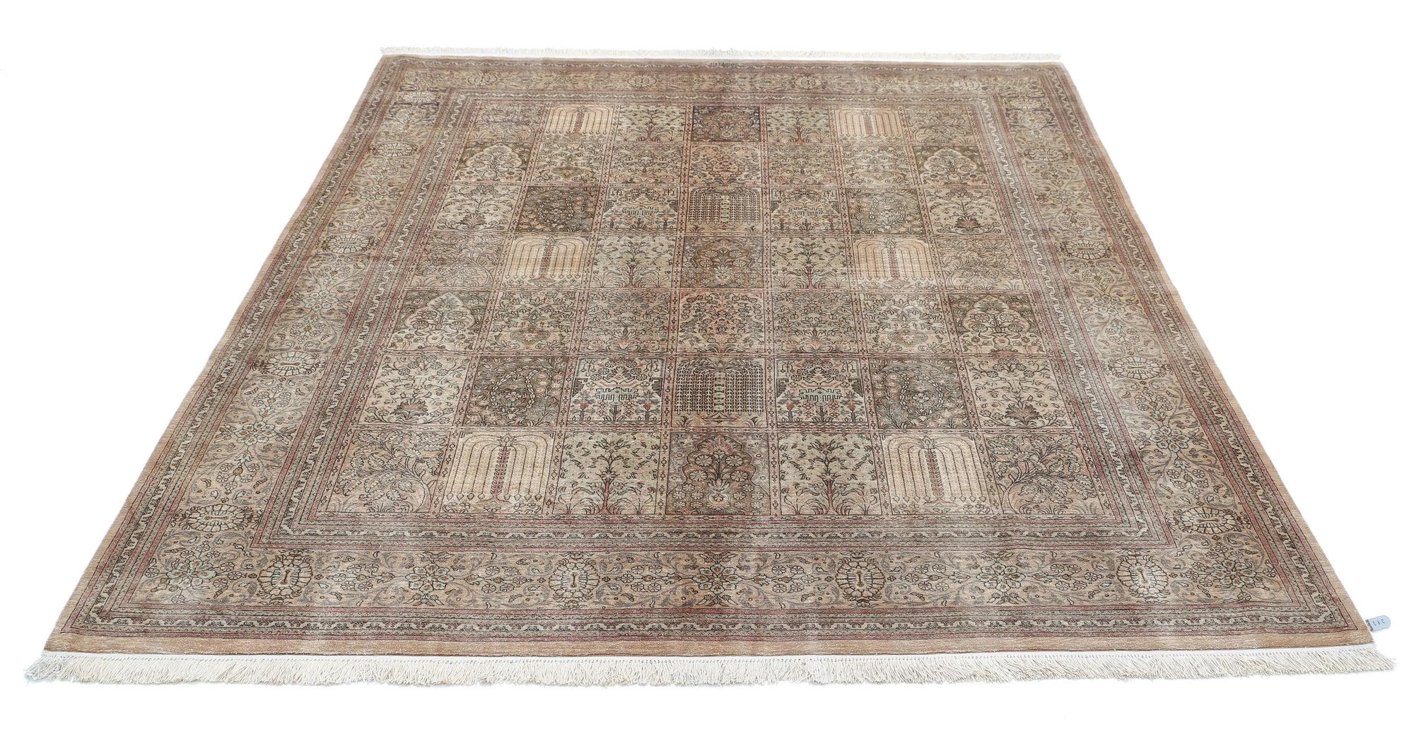 Hand Knotted Masterpiece Oriental Qum Silk Rug - 6'3'' x 7'1''