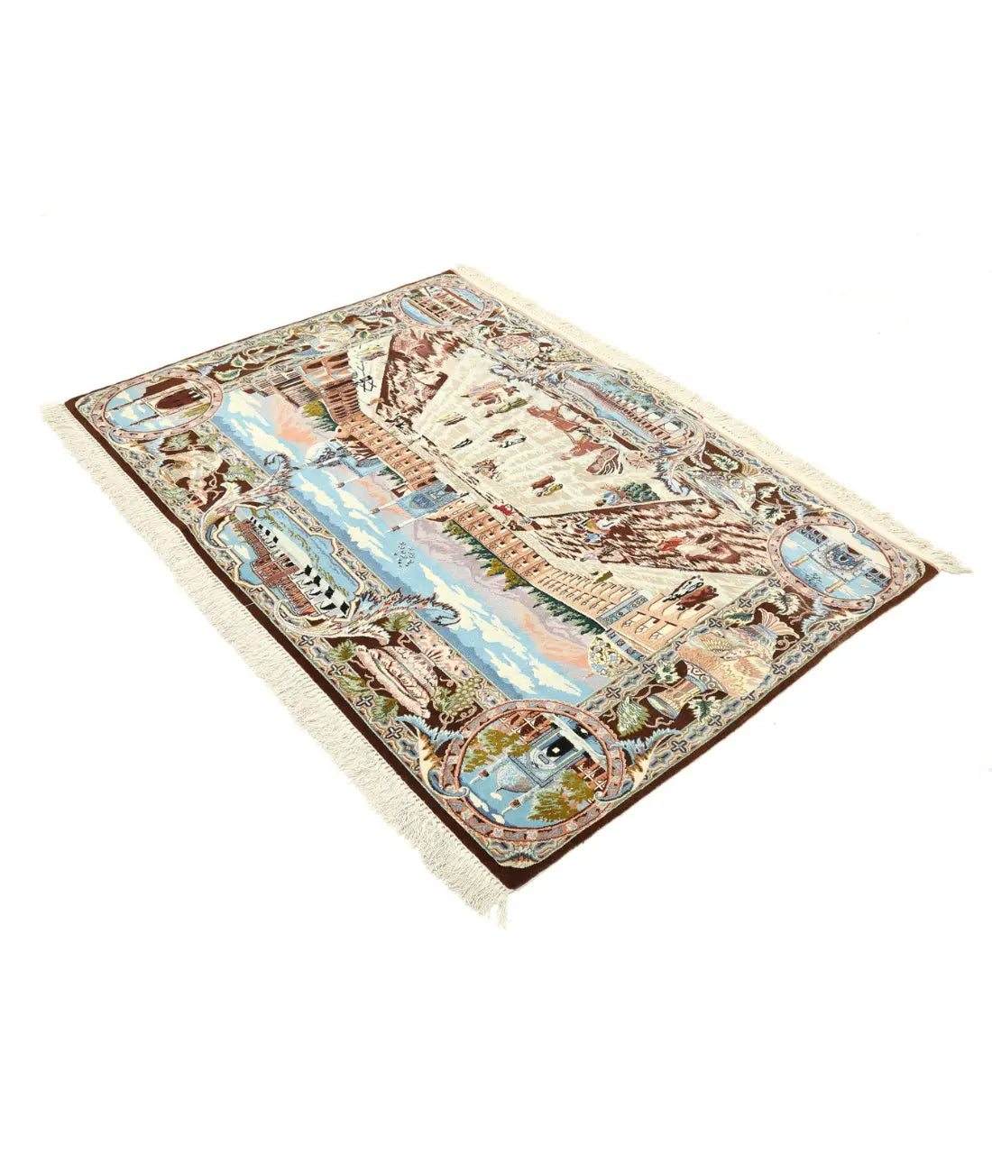 Hand Knotted Masterpiece Persian Tabriz Fine Wool Rug - 5'3'' x 3'11'' - Arteverk Rugs Area rug