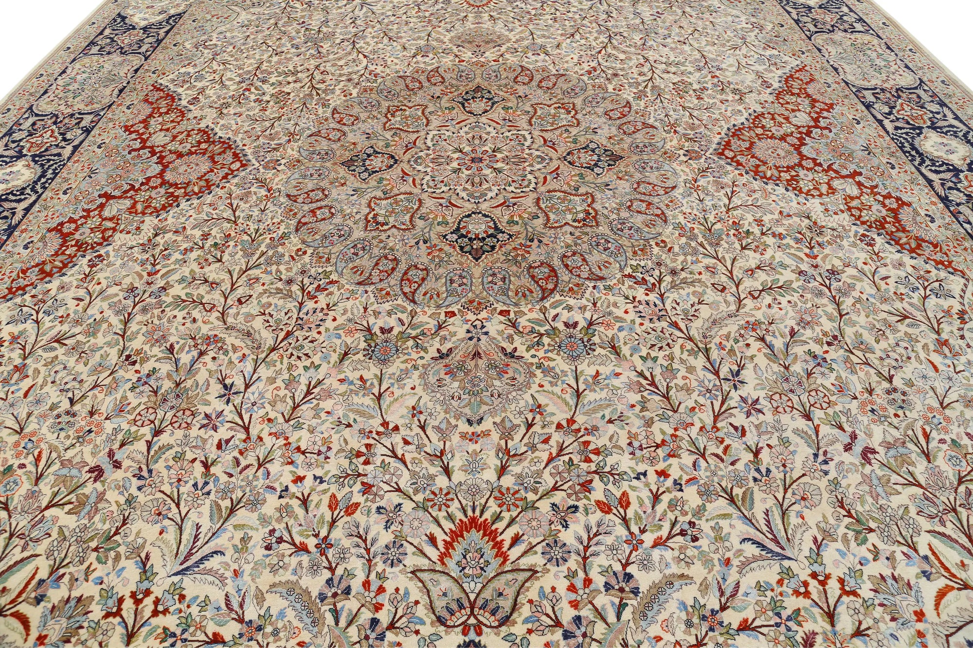 Hand Knotted Masterpiece Persian Tabriz Fine Wool & Silk Rug - 12'10'' x 19'6'' - Arteverk Rugs Area rug