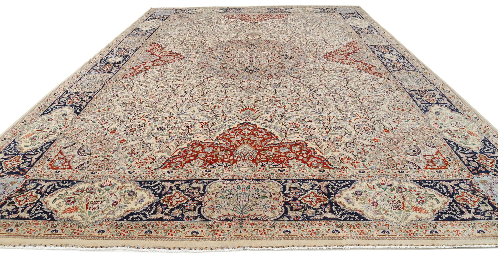 Hand Knotted Masterpiece Persian Tabriz Fine Wool & Silk Rug - 12'10'' x 19'6'' - Arteverk Rugs Area rug