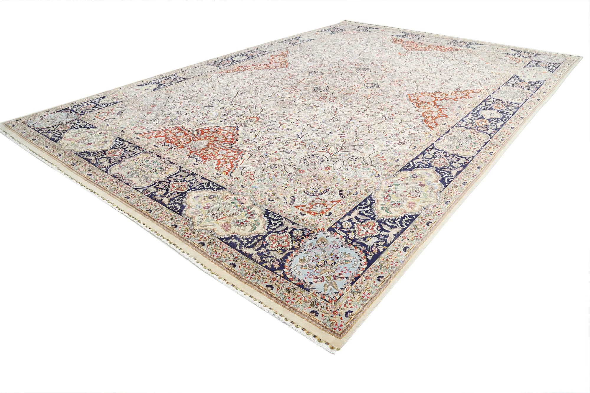 Hand Knotted Masterpiece Persian Tabriz Fine Wool & Silk Rug - 12'10'' x 19'6'' - Arteverk Rugs Area rug