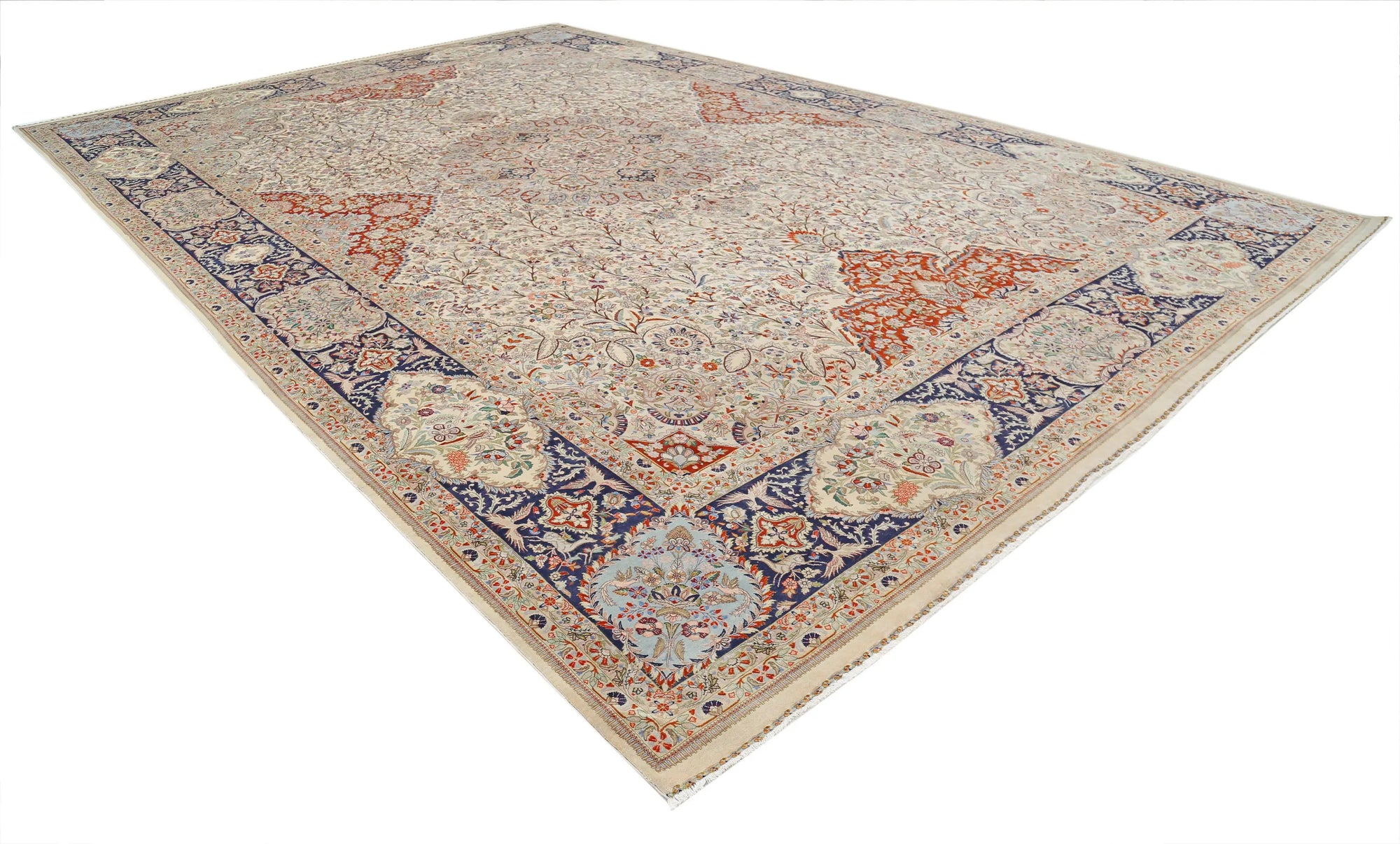 Hand Knotted Masterpiece Persian Tabriz Fine Wool & Silk Rug - 12'10'' x 19'6'' - Arteverk Rugs Area rug