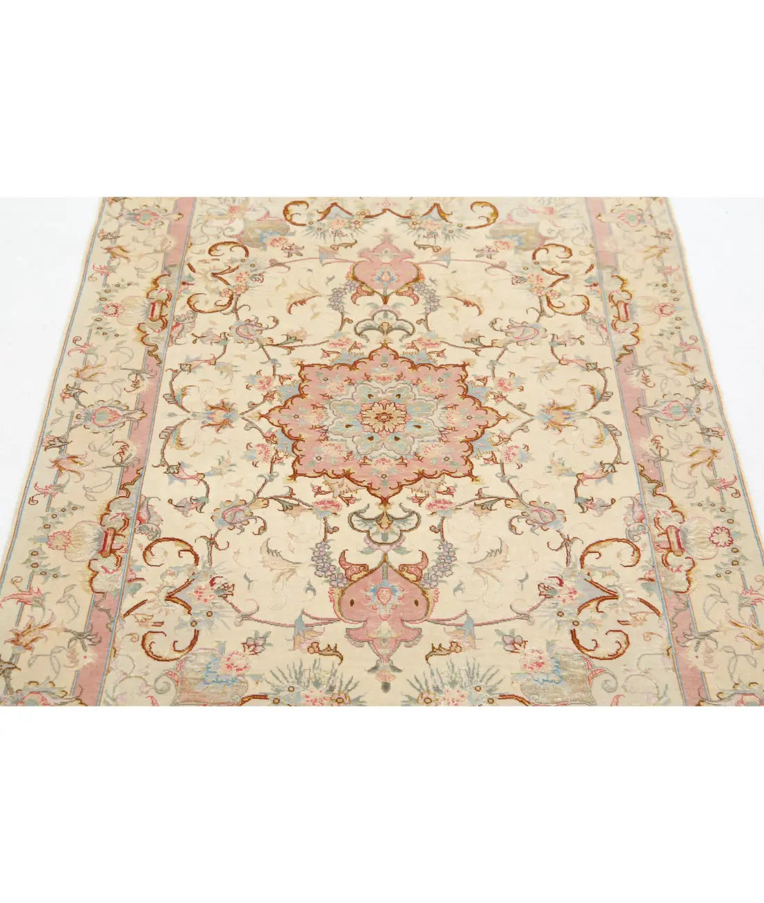 Hand Knotted Masterpiece Oriental Tabriz Fine Wool & Silk Rug - 3'3'' x 5'0''